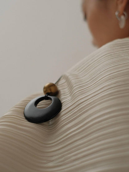 Black Onyx Pendant Braided Rope Necklace