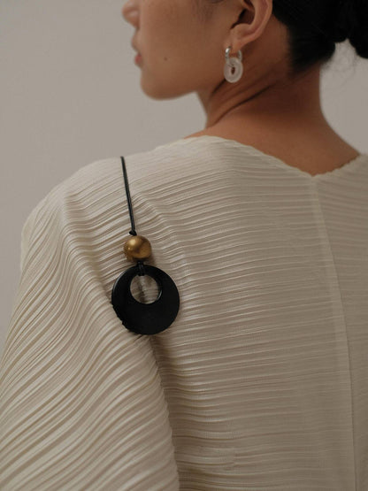 Black Onyx Pendant Braided Rope Necklace