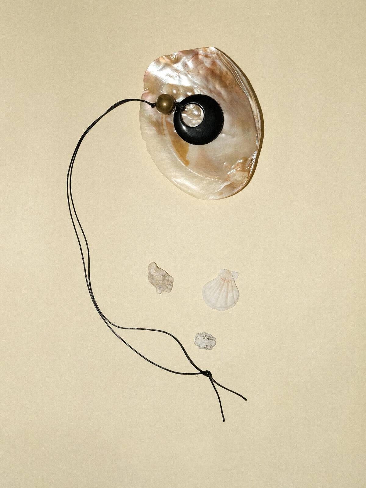 Black Onyx Pendant Braided Rope Necklace