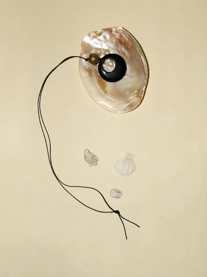 Black Onyx Pendant Braided Rope Necklace