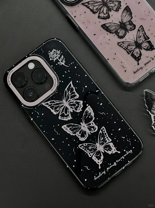 Black Pink Butterflies Printed Phone Case