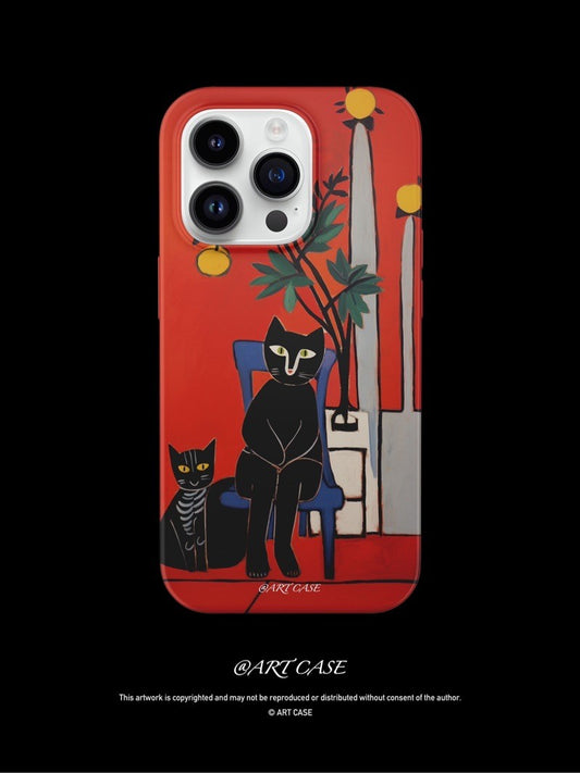 Black Sitting Cat Printed Phone Case