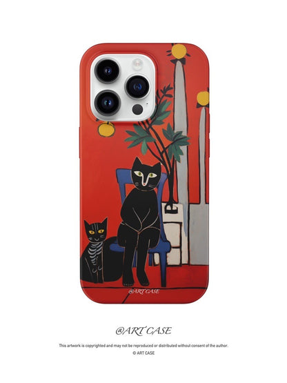 Black Sitting Cat Printed Phone Case