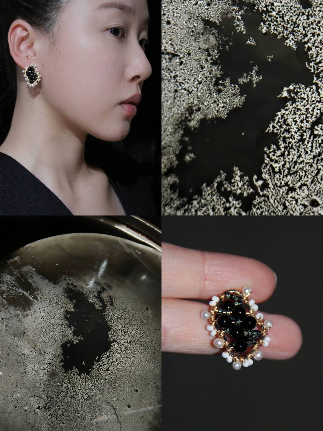 Black White Irregular Beaded Earrings