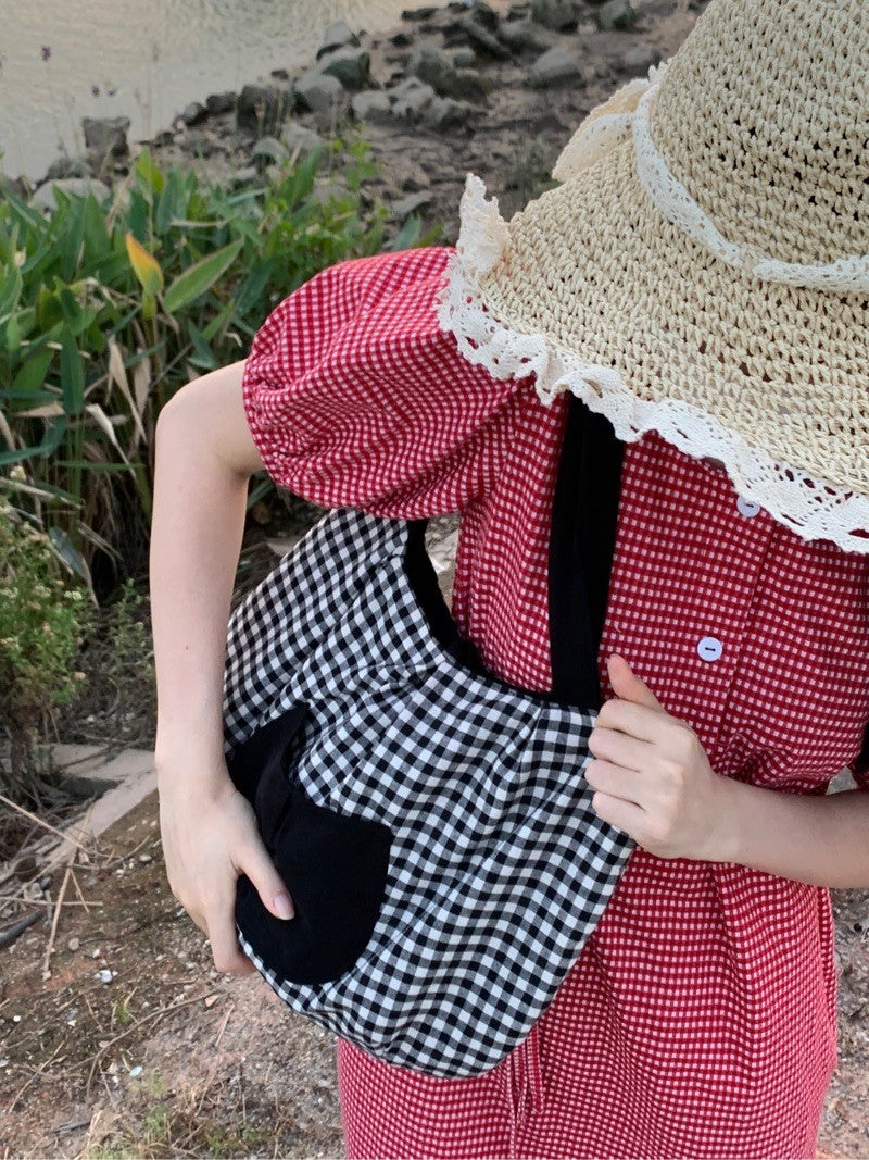 Black White Plaid Doubleface Tote Bag
