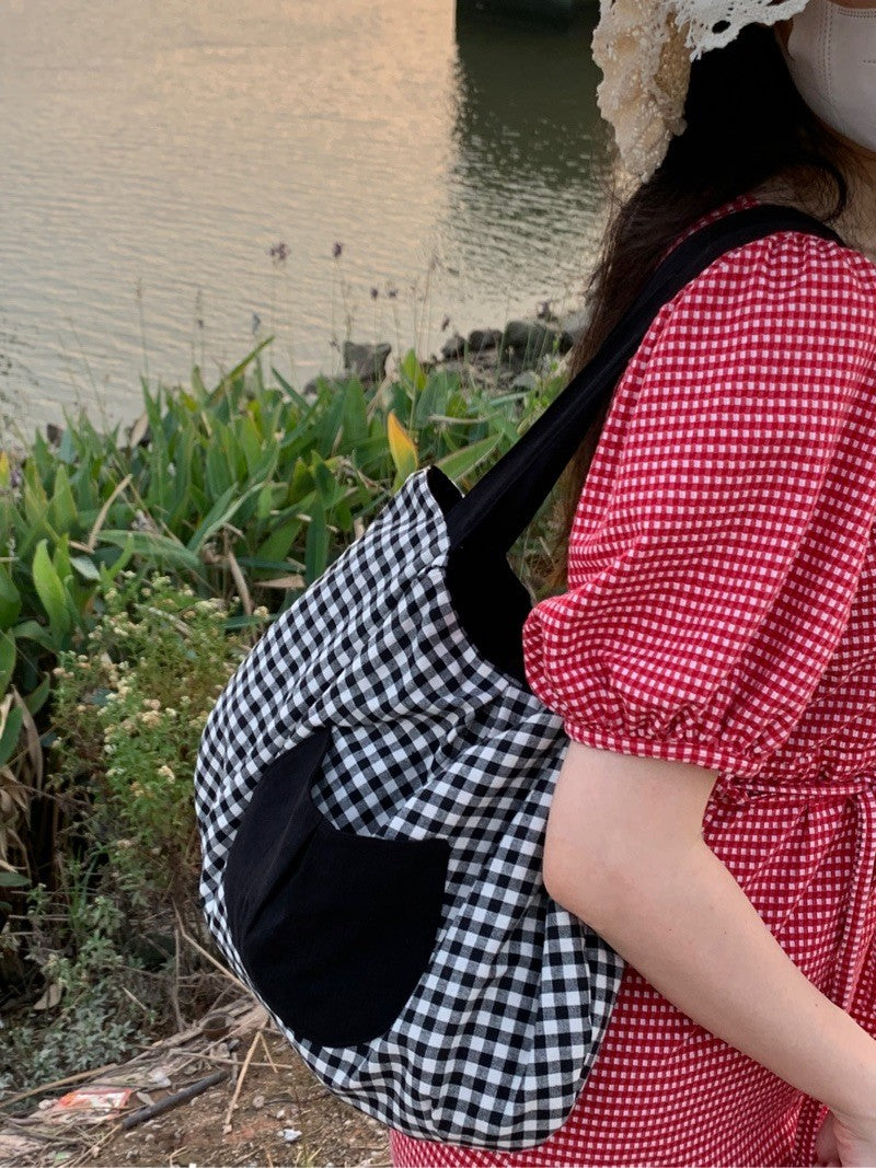 Black White Plaid Doubleface Tote Bag