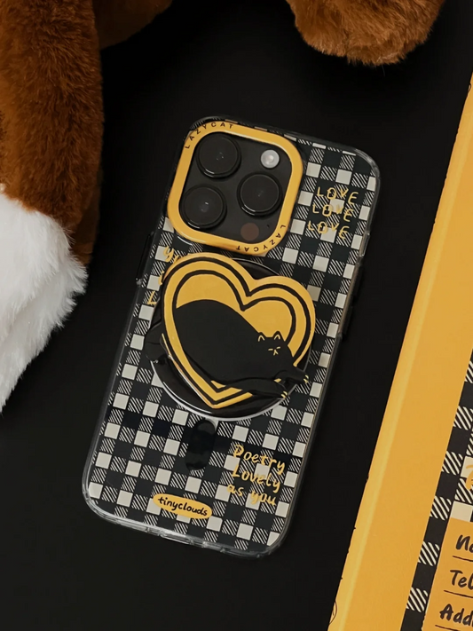 Black White Plaid Phone Case with MagSafe