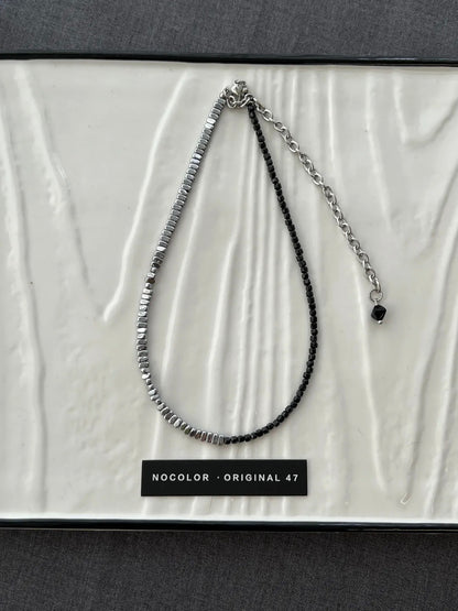 Black & Silver Beaded Necklace