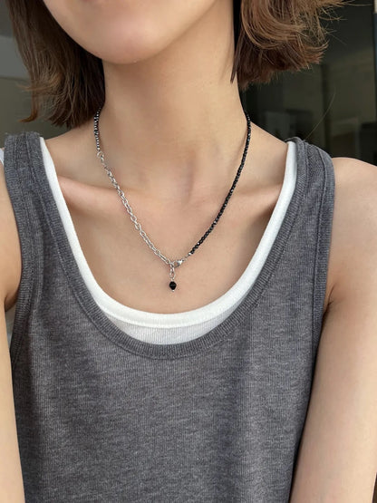 Black & Silver Beaded Necklace