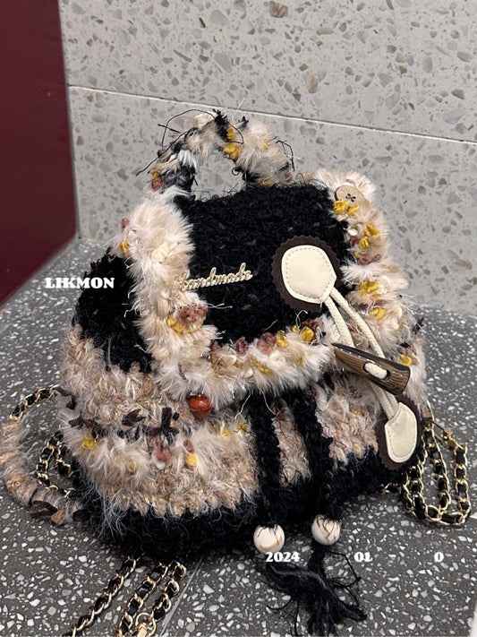 Blackcurrant Crochet Mini Backpack