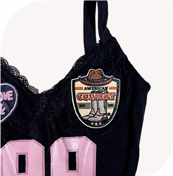 Blokette Sporty Pink Black Bubble Hem Dress