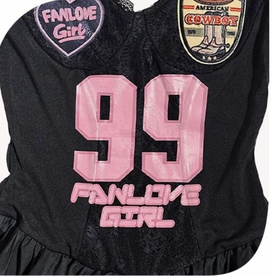 Blokette Sporty Pink Black Bubble Hem Dress