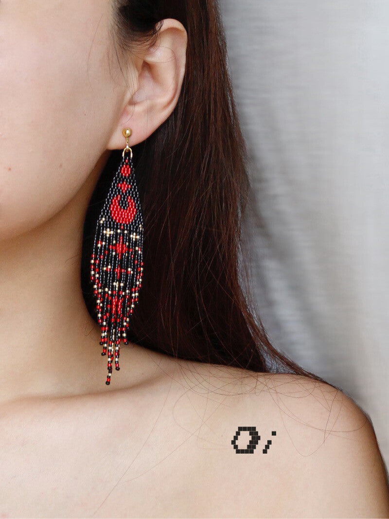 Blood Moon MIYUKI Beaded Tassel Earrings