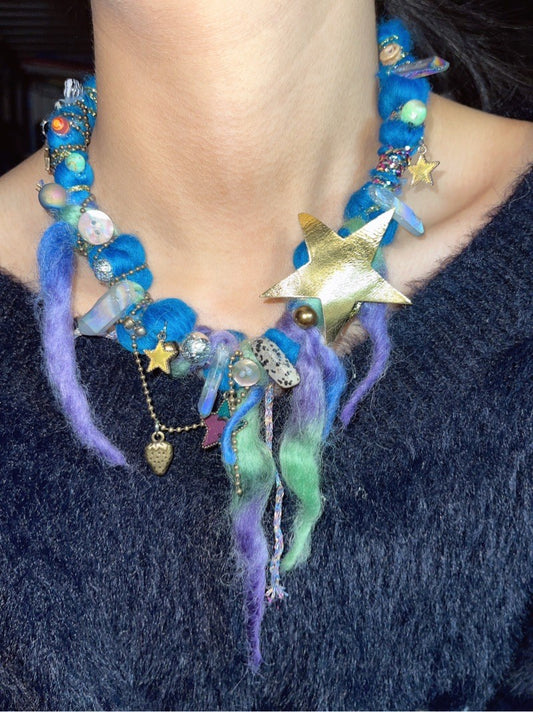 Blue-green Fairy Stars Necklace
