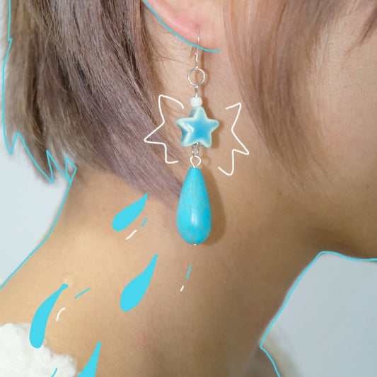 Blue Blue Star Tear Earring