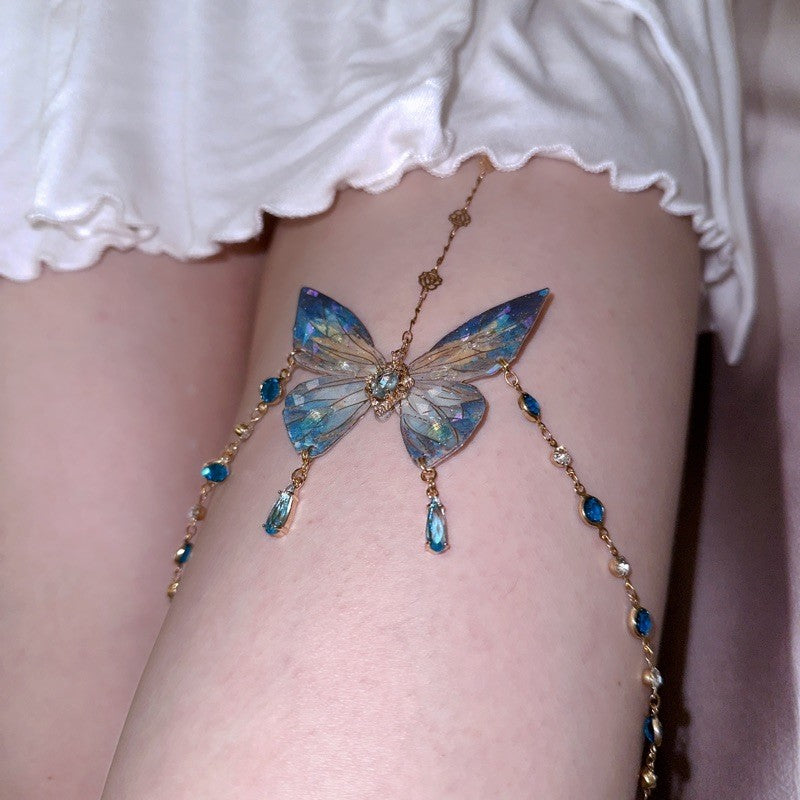 Blue Butterfly Leg Chain