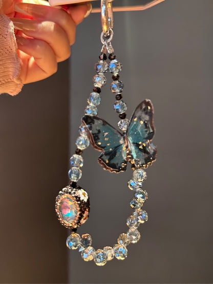 Blue Butterfly Sparkly Beaded Phone Charm