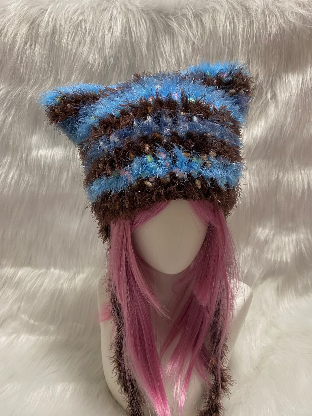 Blue Cat Ears Handmade Crochet Hat
