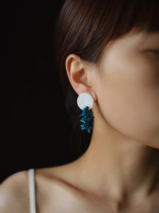 Blue Coral Shell Beaded Earrings