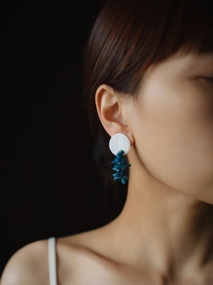 Blue Coral Shell Beaded Earrings