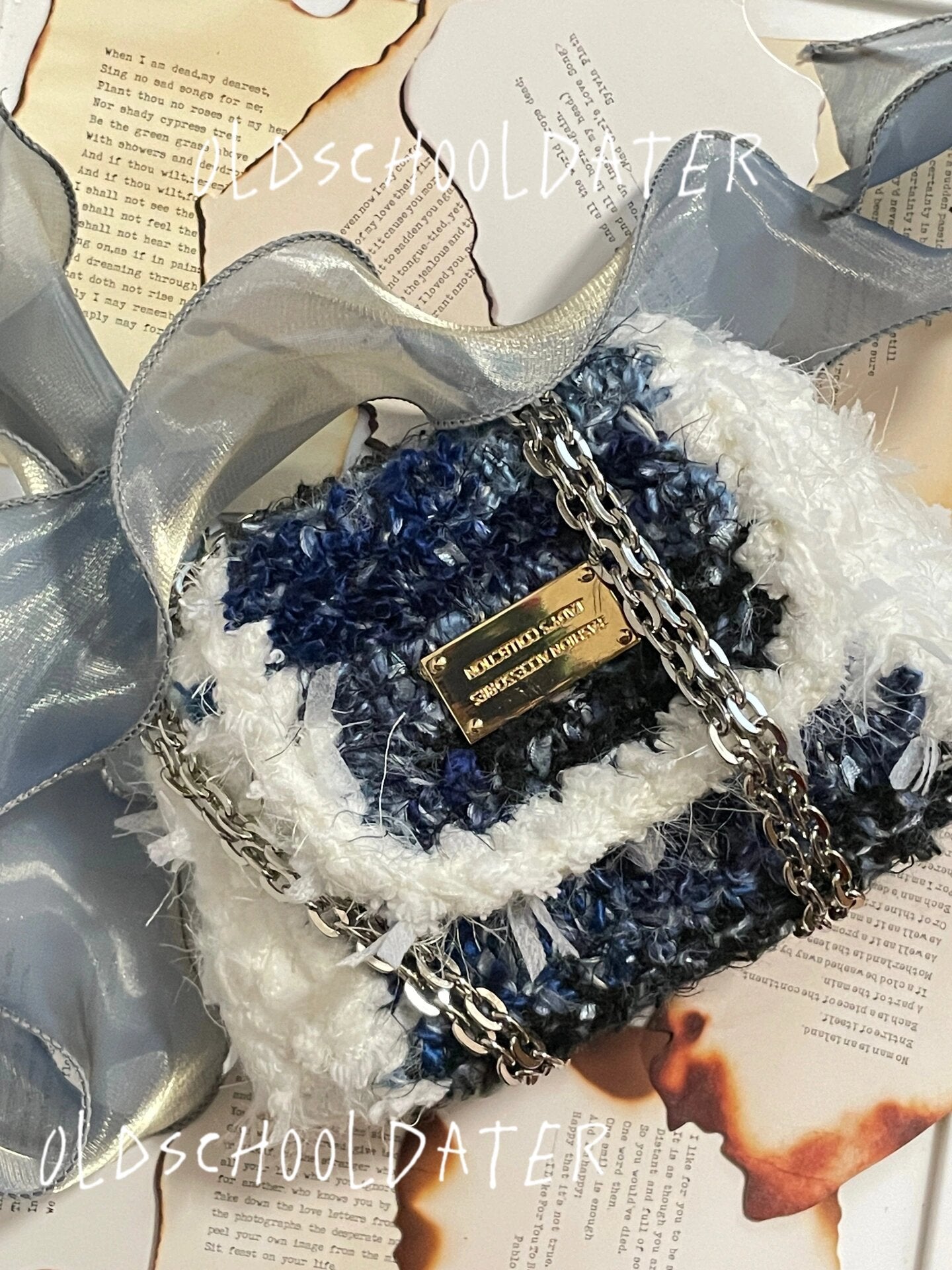 Blue Crochet Shoulder Bag