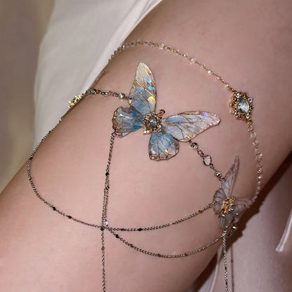 Blue Crystal Butterfly Leg Chain