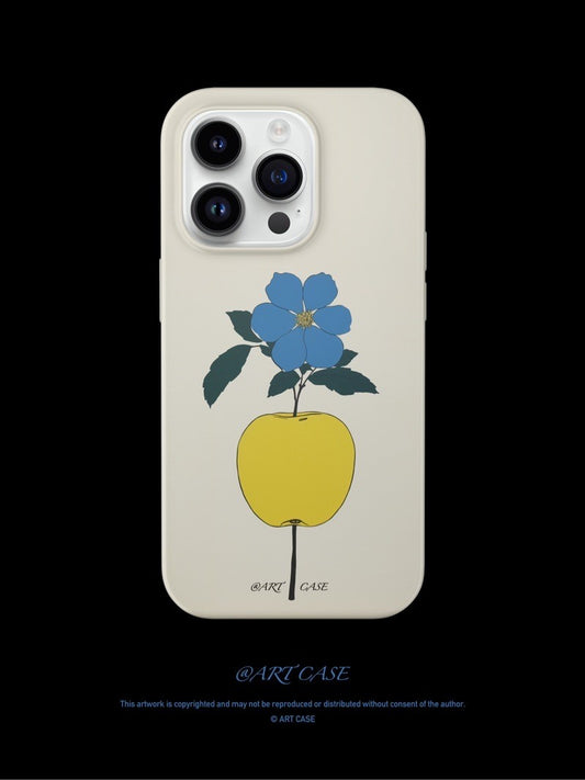 Blue Flower Yellow Apple Printed Phone Case