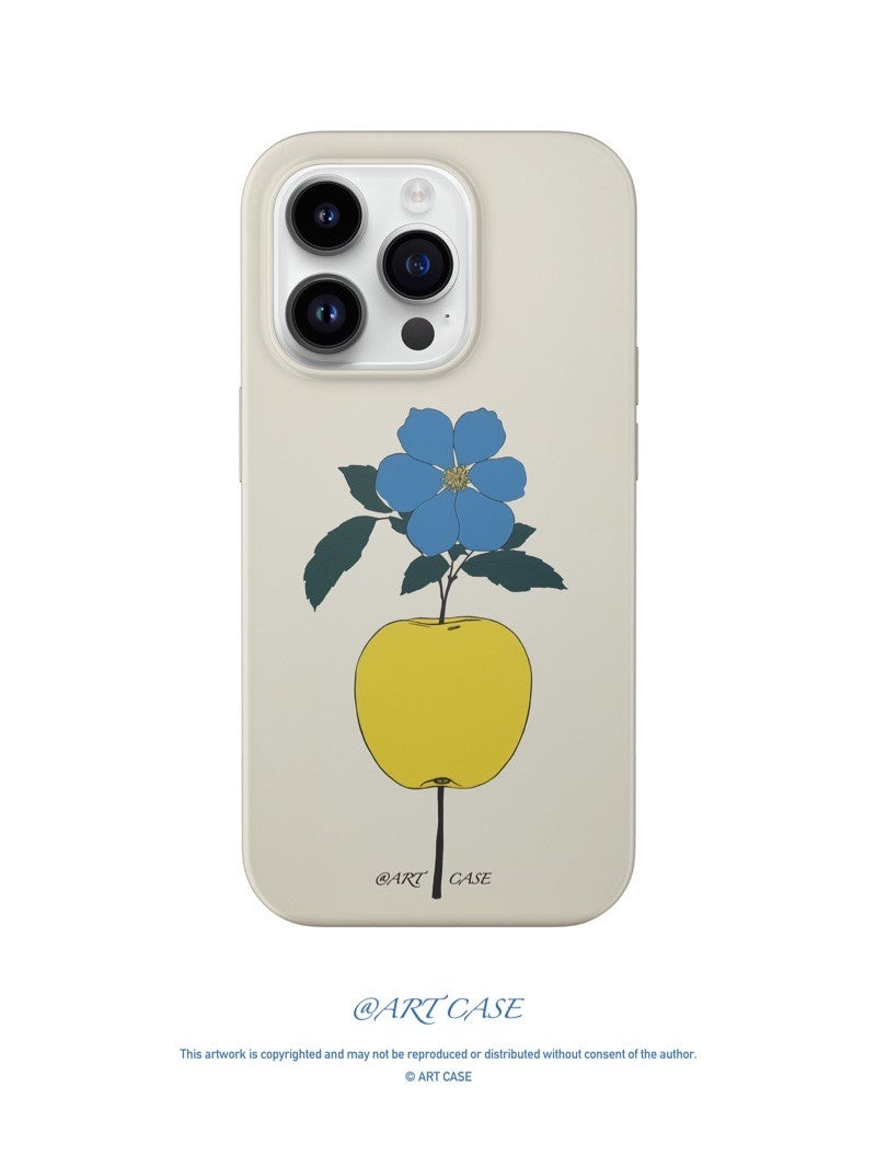 Blue Flower Yellow Apple Printed Phone Case