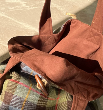 Blue Green Plaid Wool Shoulder Bag
