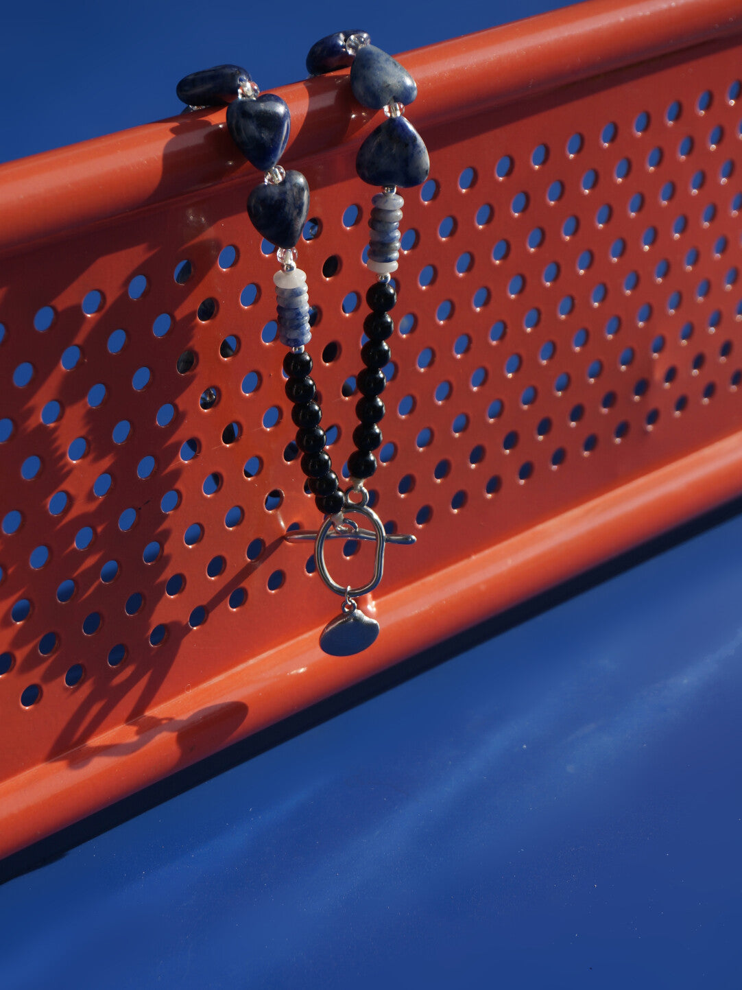 Blue Heart Stone Beaded Necklace