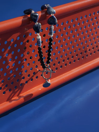 Blue Heart Stone Beaded Necklace