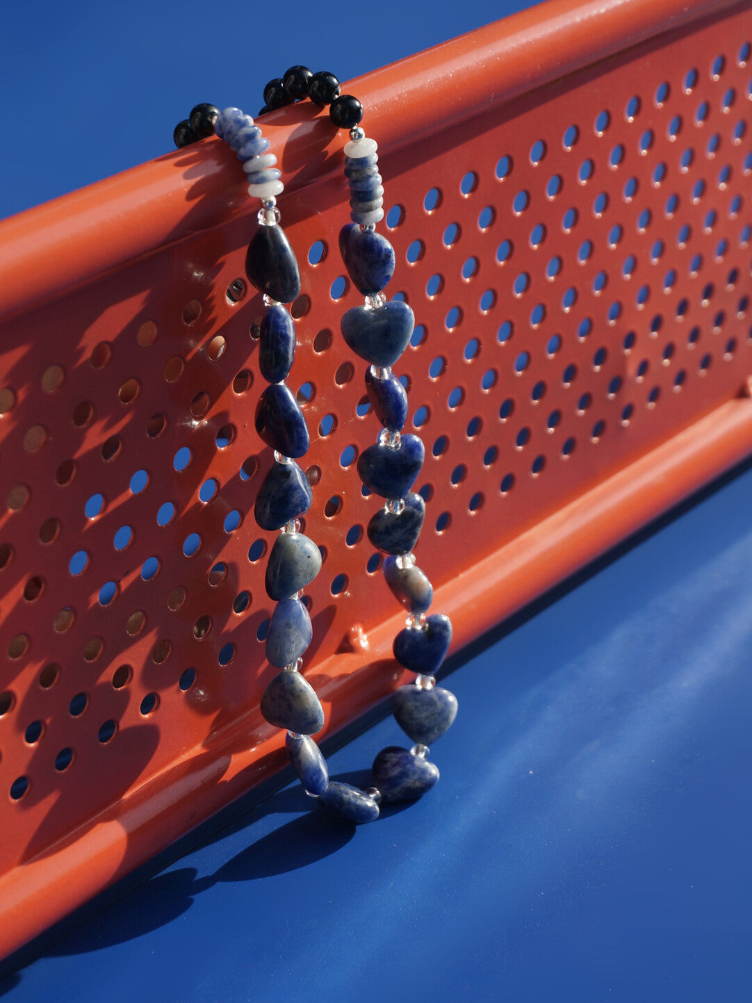 Blue Heart Stone Beaded Necklace