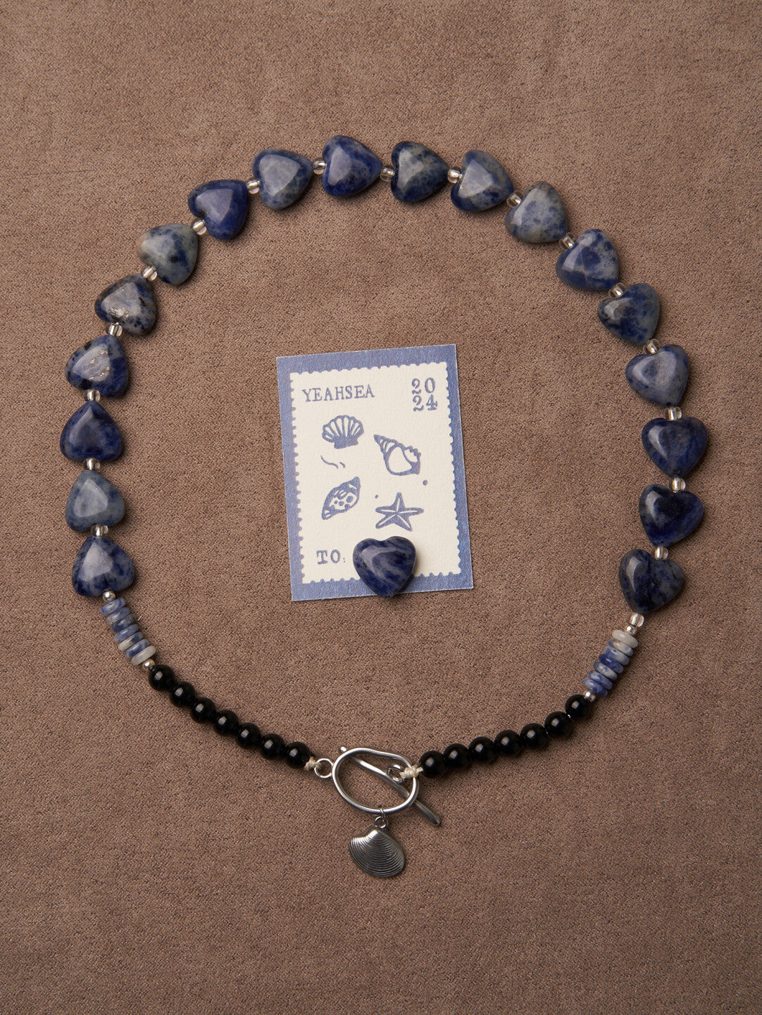 Blue Heart Stone Beaded Necklace