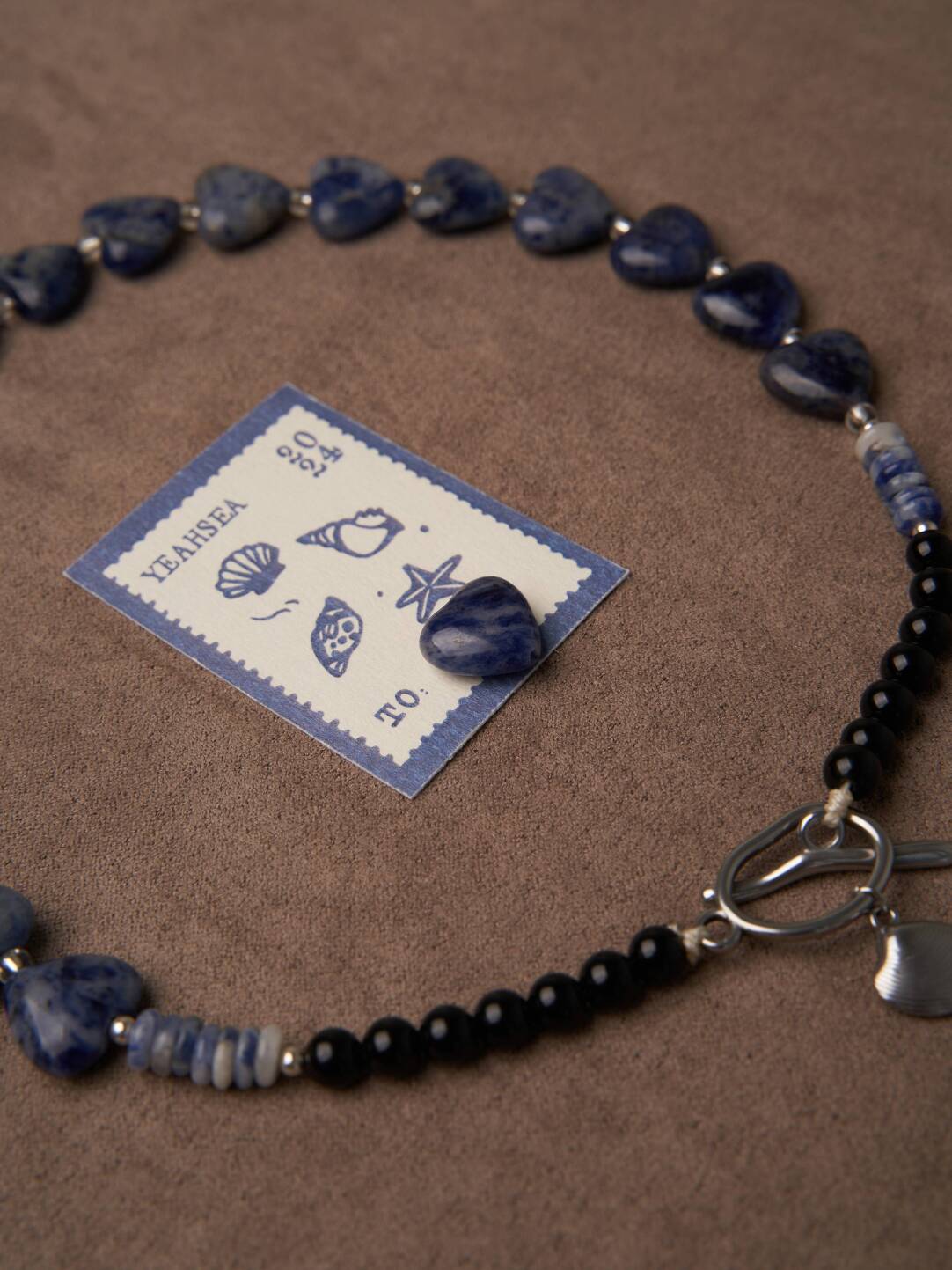 Blue Heart Stone Beaded Necklace