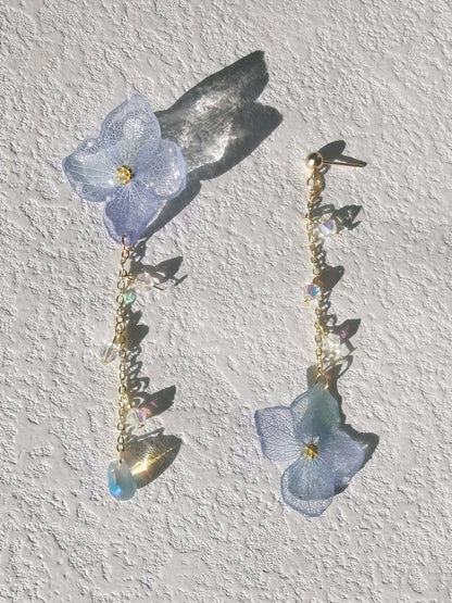 Blue Hydrangea Resin Jewelry Set