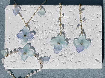 Blue Hydrangea Resin Jewelry Set