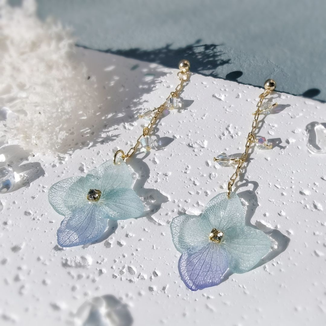 Blue Hydrangea Resin Jewelry Set
