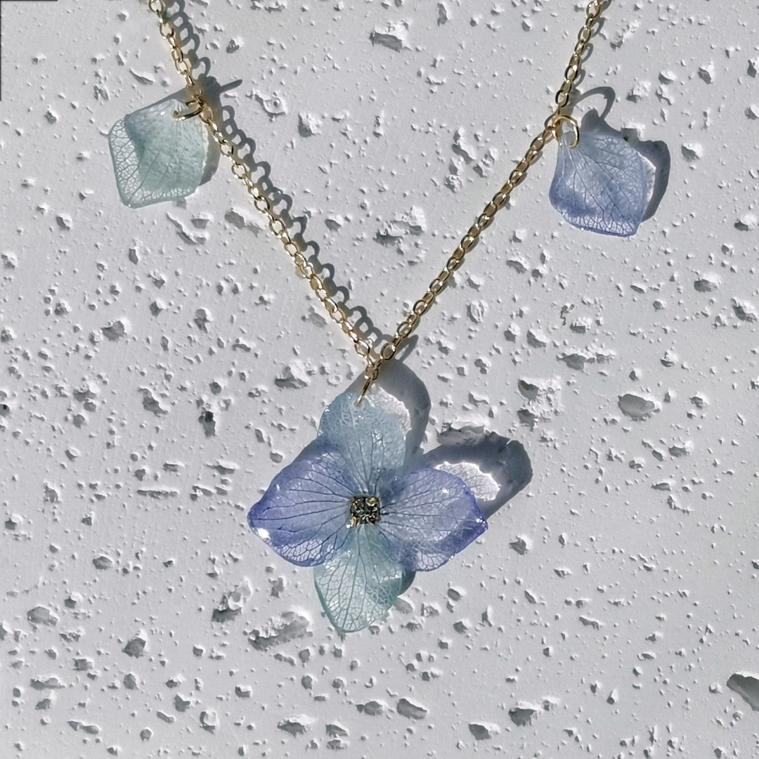 Blue Hydrangea Resin Jewelry Set