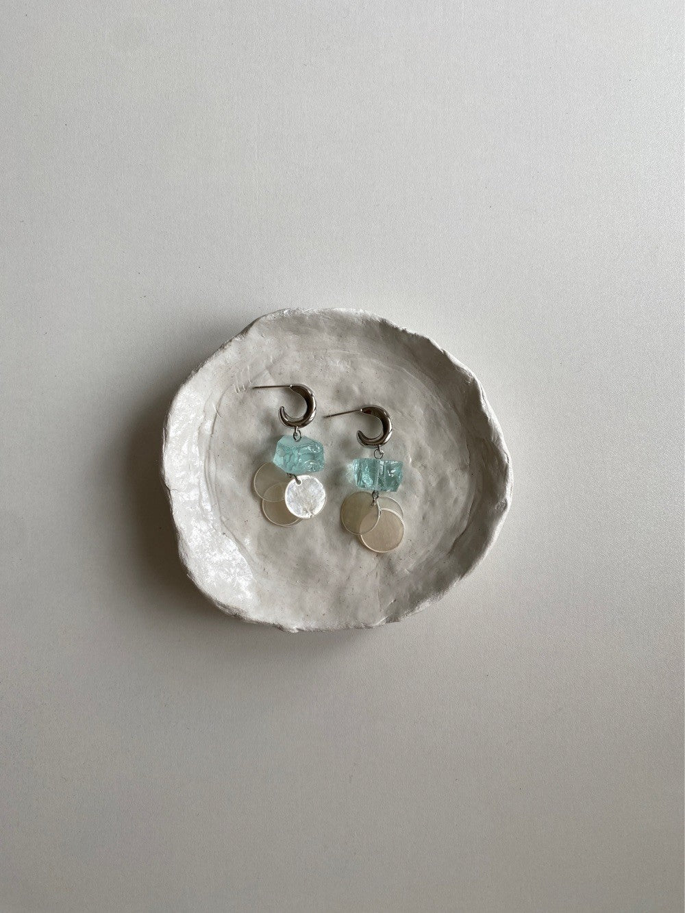 Blue Ice Crystal Shell Earrings