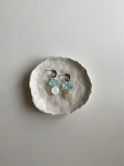 Blue Ice Crystal Shell Earrings