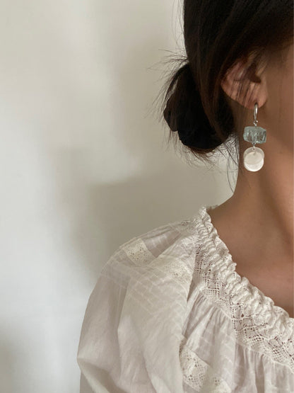 Blue Ice Crystal Shell Earrings