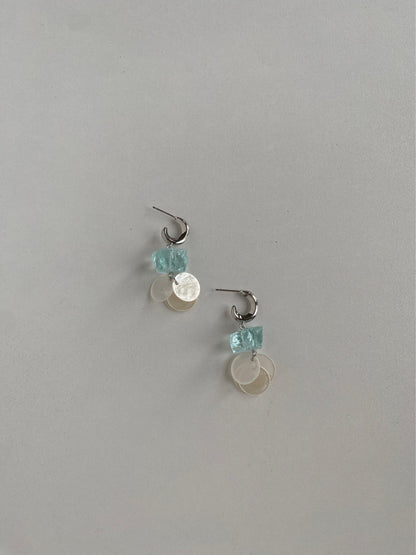 Blue Ice Crystal Shell Earrings