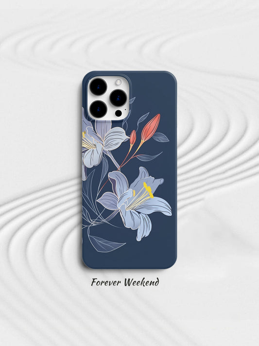 Blue Lily Printed Phone Case