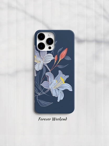 Blue Lily Printed Phone Case