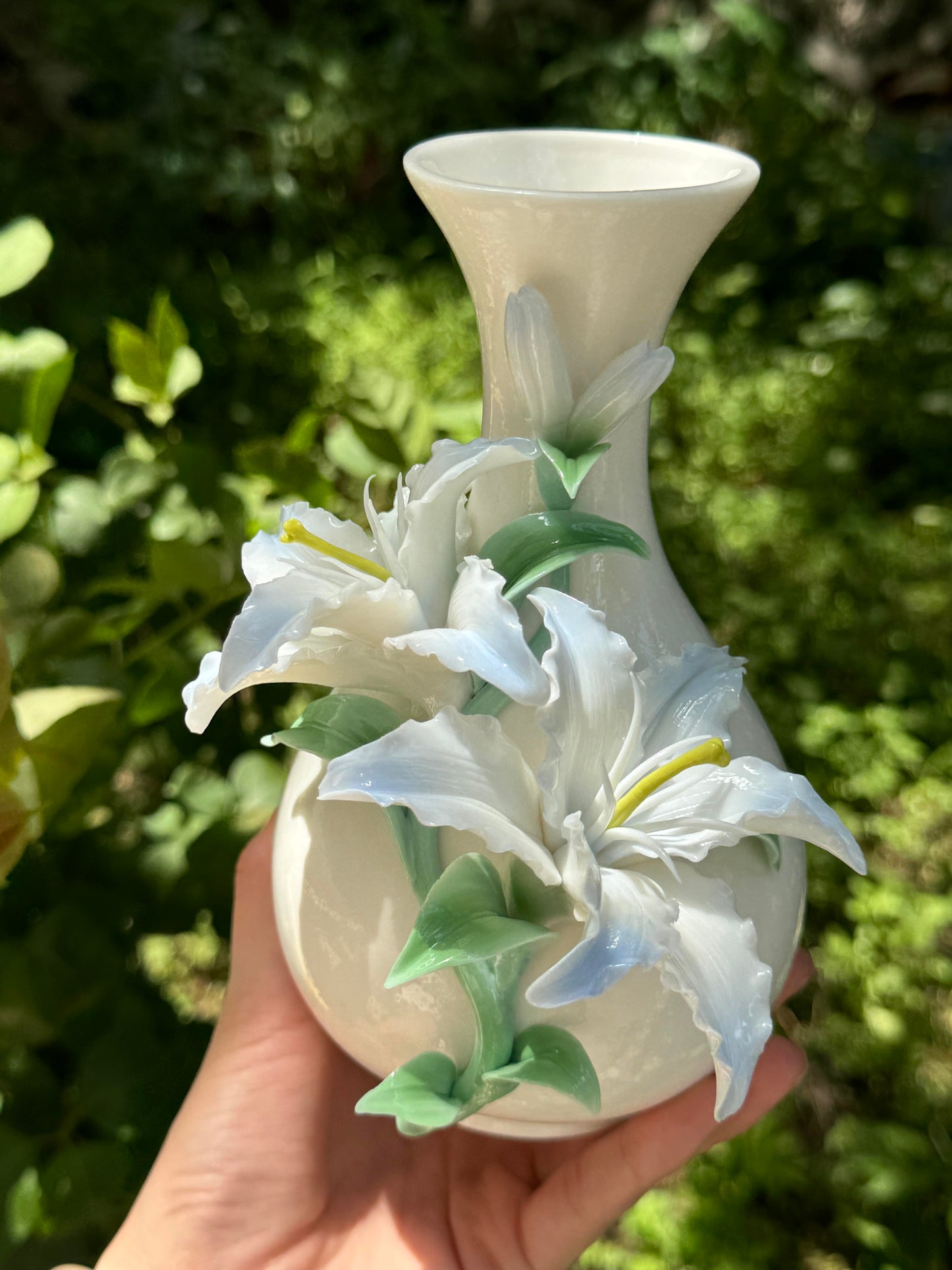 Blue Lily Sculpted Ceramic Vase