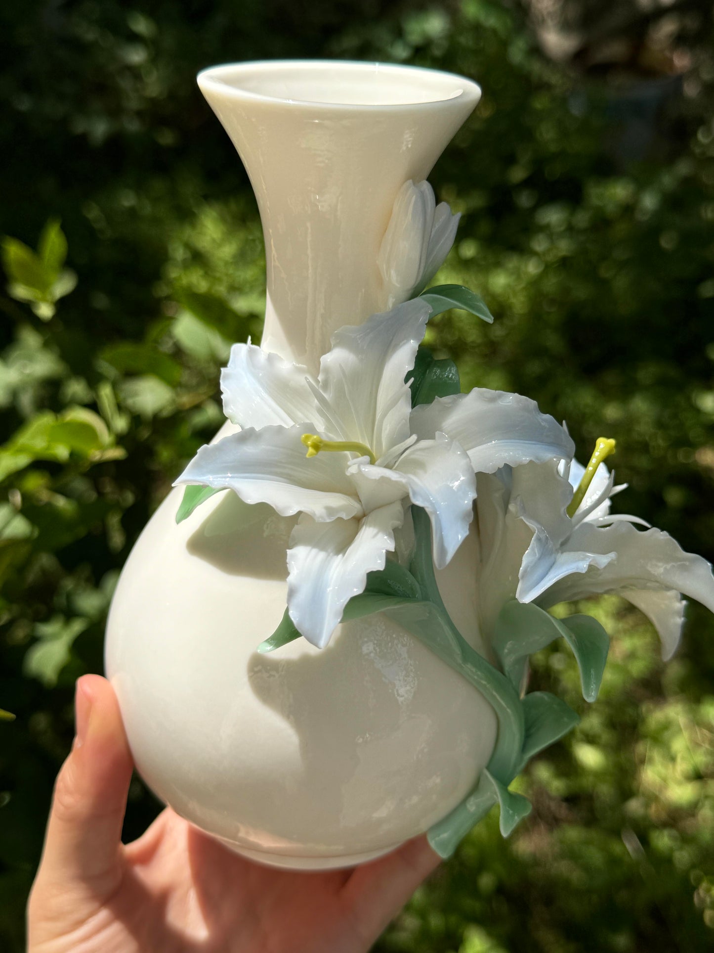 Blue Lily Sculpted Ceramic Vase