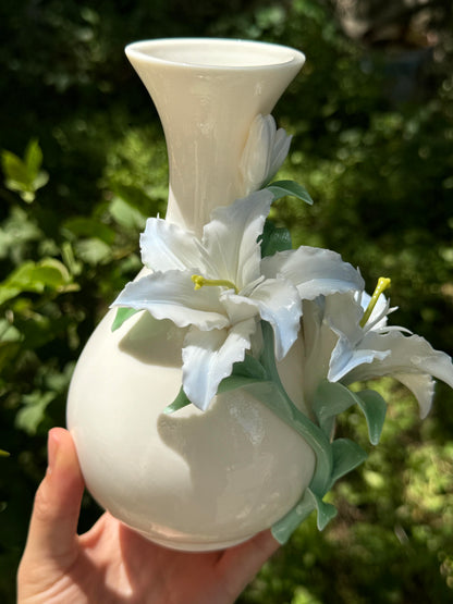 Blue Lily Sculpted Ceramic Vase