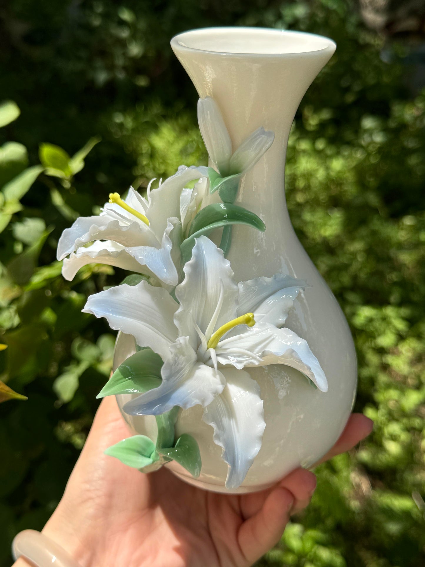 Blue Lily Sculpted Ceramic Vase