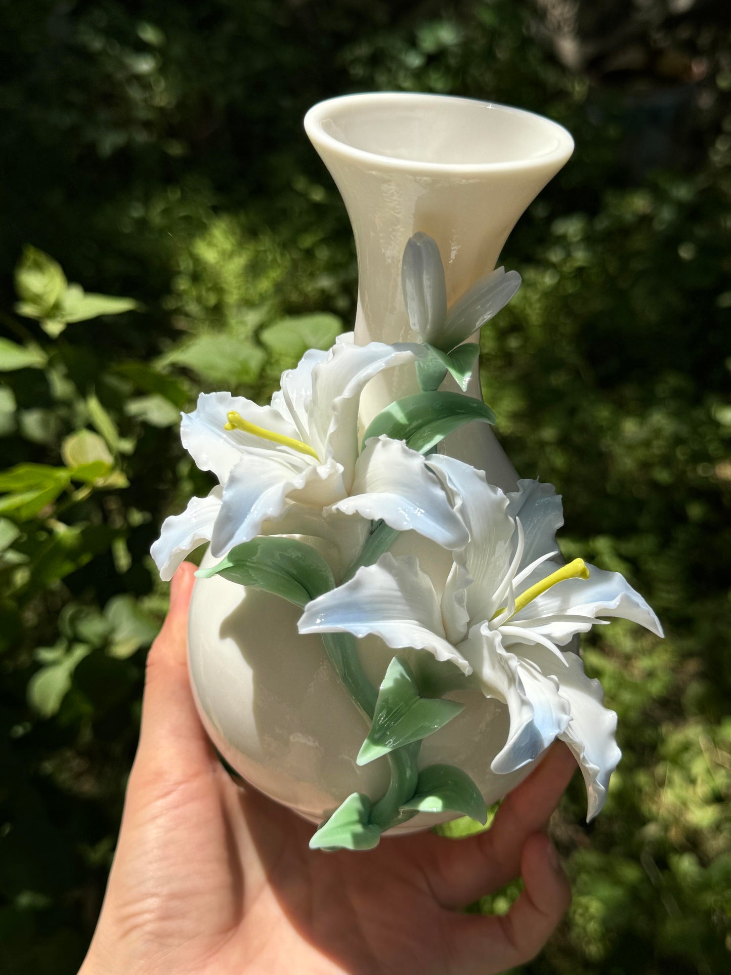 Blue Lily Sculpted Ceramic Vase