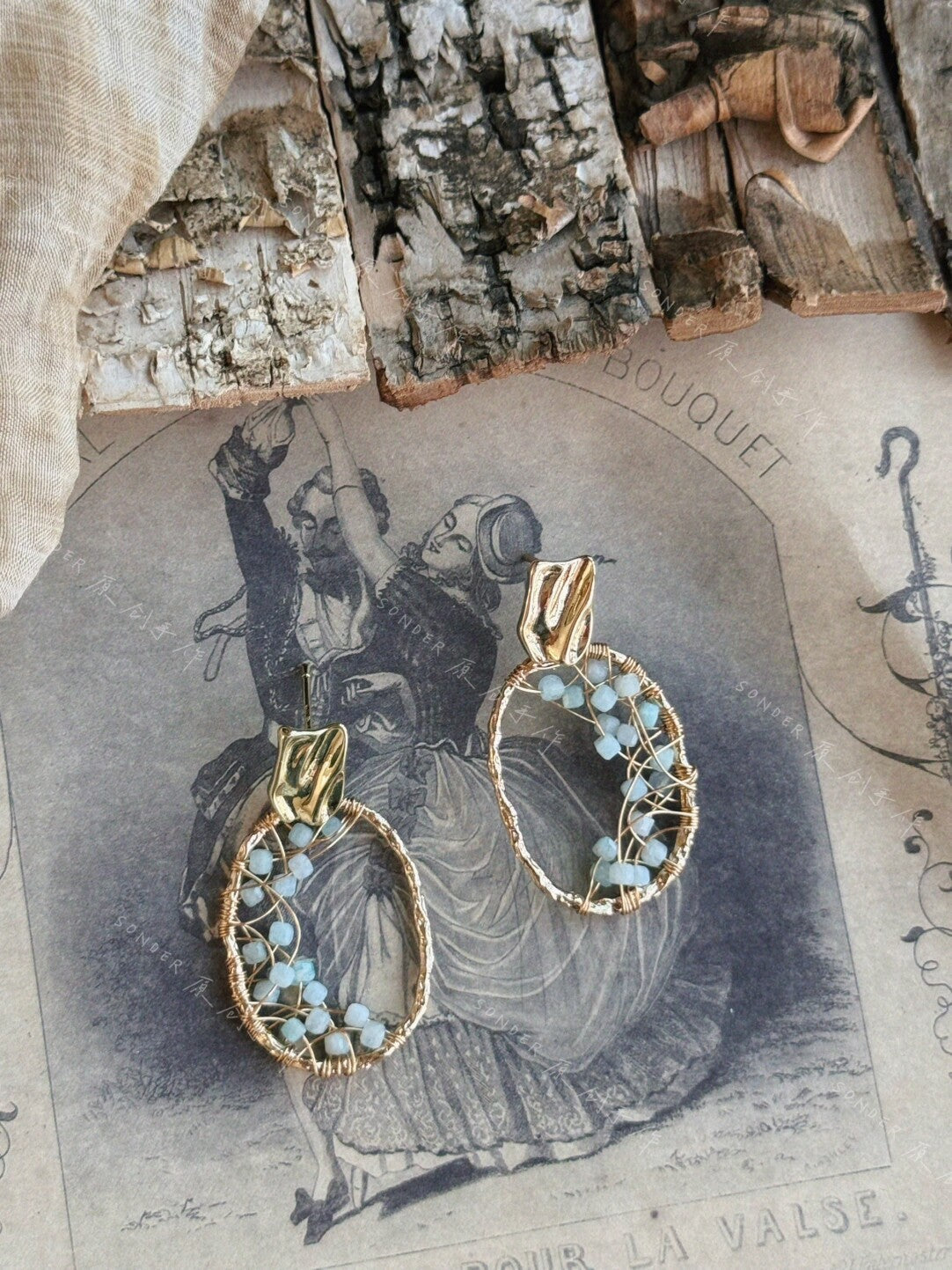Blue Mountain Amber Amazonite Earrings